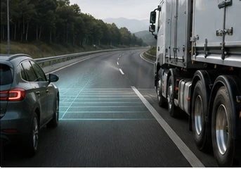 Volvo driver assistance systems supporting a truck on the road
