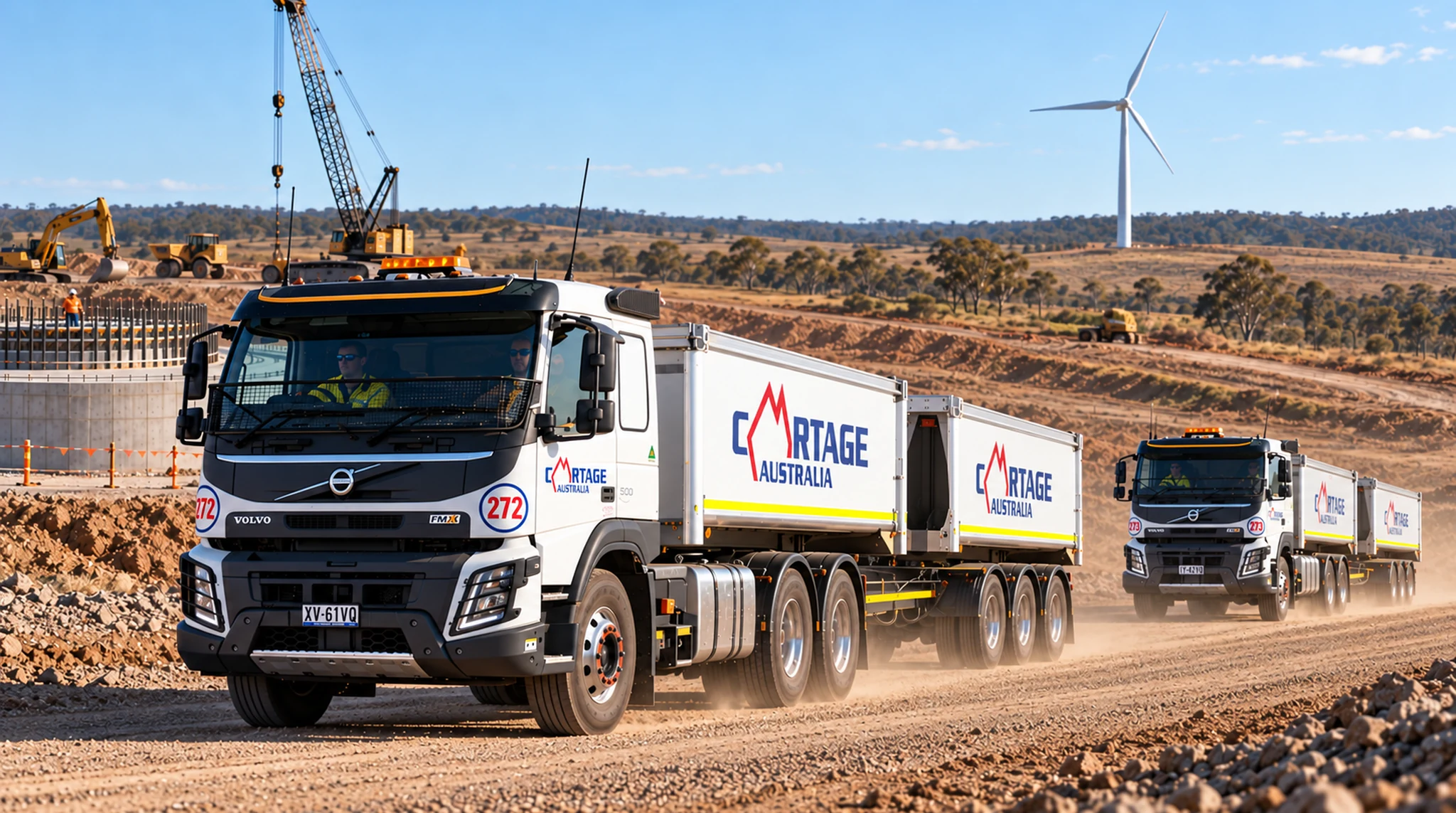 Cartage Australia trucks supporting a major civil infrastructure project